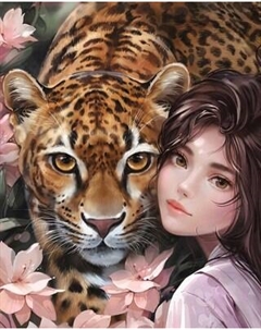 Набор алмазной вышивки Феникс+ Девушка и леопард / 70861 Feniks