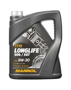 Масло моторное 7715 LONGLIFE 504/507 SAE 5W-30 5л HRT Mannol