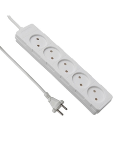 Удлинитель 5-гнездный 62007 без заземления, 1,5 м, белый Electraline