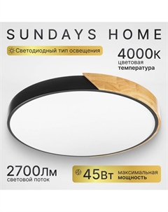 Припотолочная люстра 240924-18 5818 (черный/светлое дерево) Sundays home