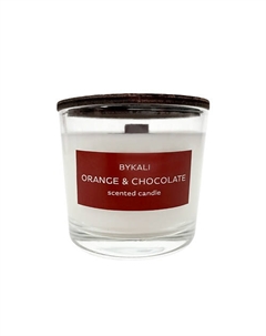 Свеча ароматическая "Апельсин и шоколад" с деревянным фитилем в стакане с крышкой 100 Bykali