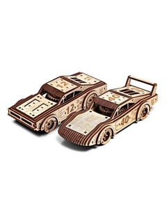Деревянный конструктор 3D Набор спорткаров "Легенды трека" Drovo