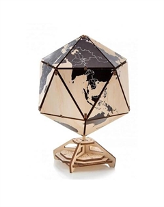 Деревянный конструктор 3D Глобус Икосаэдр с секретом (шкатулка сейф) Ewa eco-wood-art