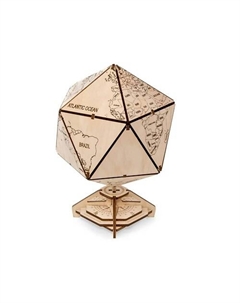 Деревянный конструктор 3D Глобус Икосаэдр с секретом (шкатулка сейф) Ewa eco-wood-art