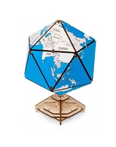 Деревянный конструктор 3D Глобус Икосаэдр с секретом (шкатулка сейф) Ewa eco-wood-art