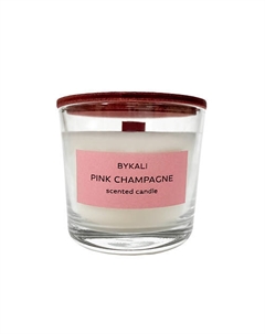 Свеча ароматическая "Розовое шампанское" с деревянным фитилем в стакане с крышкой 100 Bykali