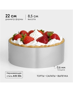 Форма для выпечки, профессиональная «Круг», d=22 см, h=8.5 см, нержавеющая сталь Tas-prom