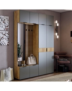 Прихожая «Бери К4», 1600×350×2226 мм, цвет дуб крафт золотой/графит Мебельсон