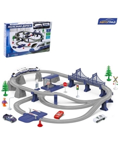 Железная дорога «Экспресс», 103 детали, работает от батареек, подходит для деревянных железных дорог Автоград