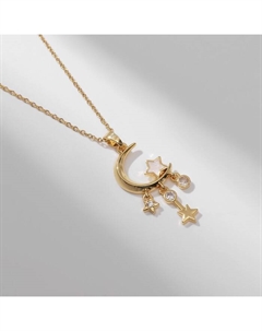 Кулон «Полумесяц» со звёздами, цвет белый в золоте, 40 см Qf