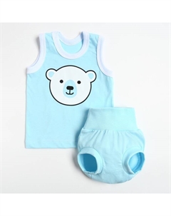 Комплект (майка, трусы на подгузник) детский, рост 74 см, голубой Si baby