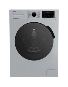 Стиральная машина Beko WSPE7H616S, класс А, 1200 об/мин, до 7.5 кг, с паром, серо/черная