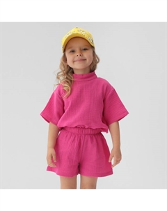 Комплект (блузка и шорты) для девочки, фуксия, рост 128 см Minaku
