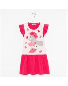 Платье для девочки, цвет светло-бежевый/малиновый, рост 116 см Luneva