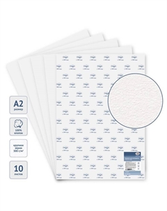 Бумага для акварели А2, 10 листов, хлопок 100%, "Студия", 300 г/м2, крупное зерно Гамма