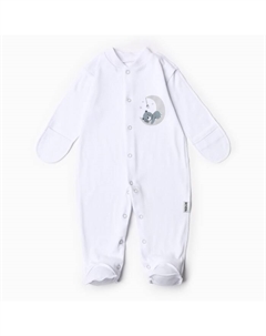 Комбинезон с закрытыми ручками, цвет белый/мишка, рост 62 см Амелли