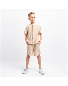 Комплект для мальчика (рубашка, шорты), бежевый, рост 146 см Minaku