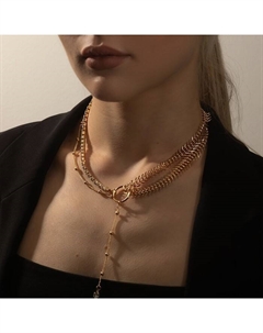 Колье «Кольцо» асимметрия, цвет белый в золоте, 35 см Qf