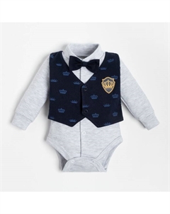 Боди "Костюм корона", синий/серый, рост 80-86 см Крошка я