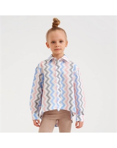 Рубашка для девочки : Cotton Collection, белая, рост 122 см Minaku