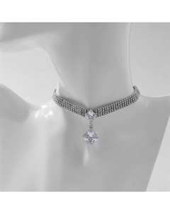 Колье-чокер «Симфония» с ромбом, цвет белый в серебре, 30 см Qf
