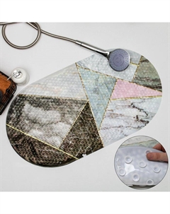 Коврик противоскользящий в ванну на присосках «Геометрика», 37,5×69 см, цвет розово-серый Доляна