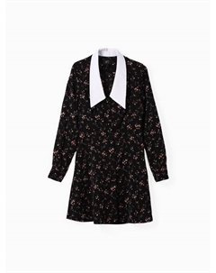 Платье мини женское с воротником, размер 48, чёрное Mist