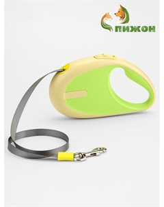 Рулетка - поводок для собак, лента 3 метра, зелёная Пижон