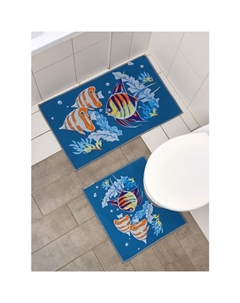 Коврики для ванной и туалета «Подводный мир», 2 шт.: 45×48 см, 58×78 см Доляна