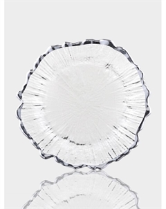 Десертная тарелка «Сияние», d=21 см, серебристая отводка, стекло, прозрачная Magistro