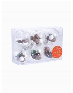 Ёлочные игрушки «Льдинка - шишки», шары новогодние, d=6 см, набор 6 шт., прозрачный Зимнее волшебство