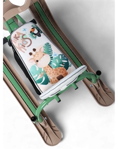 Снегокат «Twiny 2+» с жирафиком, со спинкой, с родительской ручкой, зелёный, коричневый, TW2+/Ж Ника