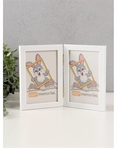 Фоторамка на 2 фото 10×15 см «Двойная», пластик, белый, (пластиковый экран) Keep memories