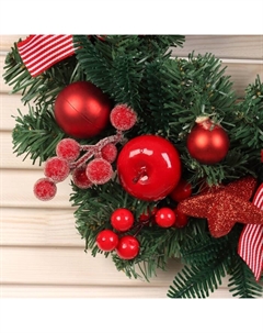 Венок новогодний d=33 см «. Снежное яблочко» яблоки, шары, ягоды Зимнее волшебство