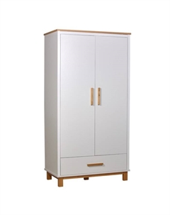 Шкаф двухсекционный Kids Simple 3410, с ящиком, цвет белый-натуральный Polini