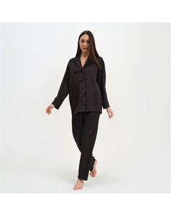 Пижама женская (рубашка и брюки) «Треугольники» цвет цвет чёрный, размер 52-54 Kaftan