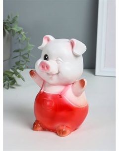 Копилка для денег «Поросенок счастливый», гипс, 18 см, белый Хорошие сувениры