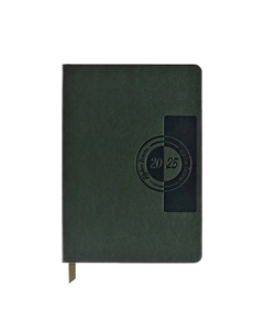 Ежедневник датированный «ЛИОН», А6+, 2025, твёрдая обложка из искусственной кожи, зелёный Alpha-trend