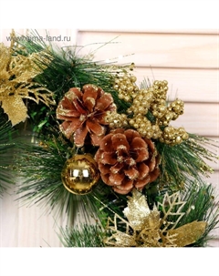 Венок новогодний d=30 см «. Золотое сияние» декор цветы и шишки Зимнее волшебство