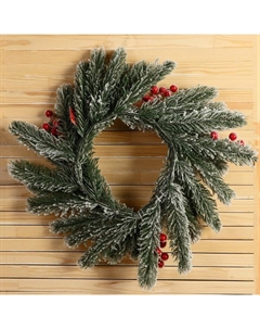 Венок новогодний d=33 см «. Уютная сказка», в снегу, с ягодами Зимнее волшебство