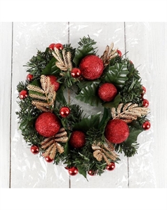 Венок новогодний d=20 см «», с красными шариками Зимнее волшебство