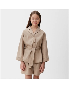 Костюм для девочки (Рубашка и шорты), бежевый, рост 134 см Minaku