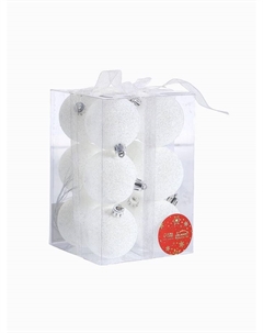 Ёлочные игрушки «Блестящая дымка», шары новогодние, пластик, набор d=6 см, 12 шт., белый Зимнее волшебство