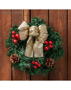 Венок новогодний d=20 см «. Бантик», с ягодами и шишками Зимнее волшебство