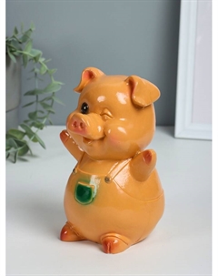 Копилка для денег «Поросенок счастливый», гипс, 18 см, бежевый Хорошие сувениры