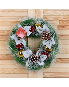 Венок новогодний d=27 см «. Шишки и листики», в снегу Зимнее волшебство