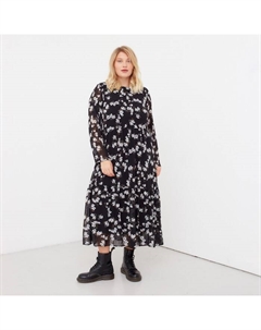 Платье миди женское plus-size, размер 54, чёрно-белое Mist