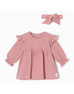 Платье для девочки и повязка «» BASIC LINE, рост 80-86 см, розовое Крошка я