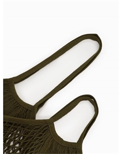 Набор 2 шт. сумка-авоська плетёная, клетка 1.5 см, тёмно-зелёная Take it easy