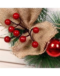 Венок новогодний d=30 см «. Кантри», с бежевыми бантами Зимнее волшебство